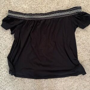 Torrid Size 3 black off the shoulder smocked yoke, white mint green stitching